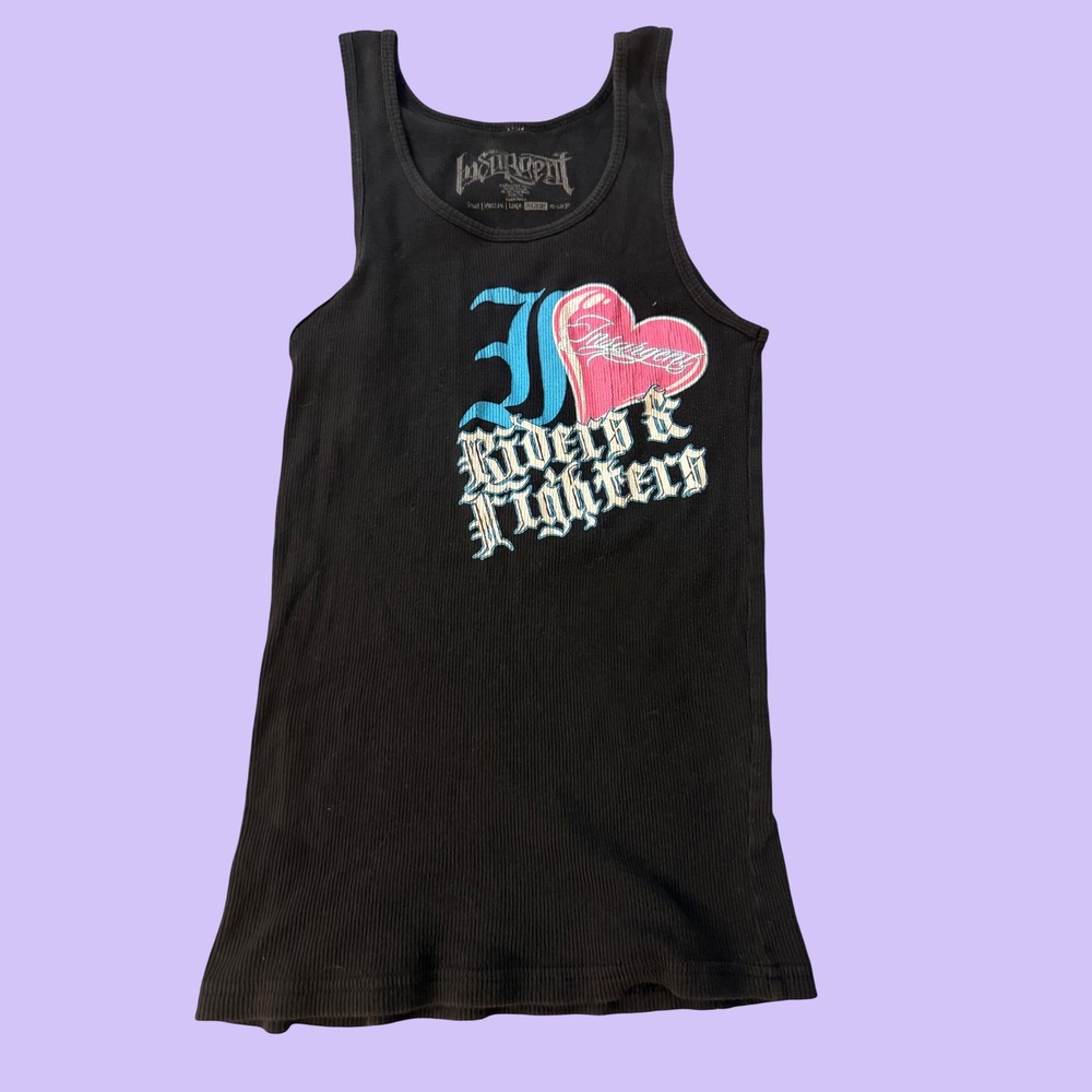 Y2K Insurgent Riders & Fighters Black Ribbed Graphic Tank Top Scene #18